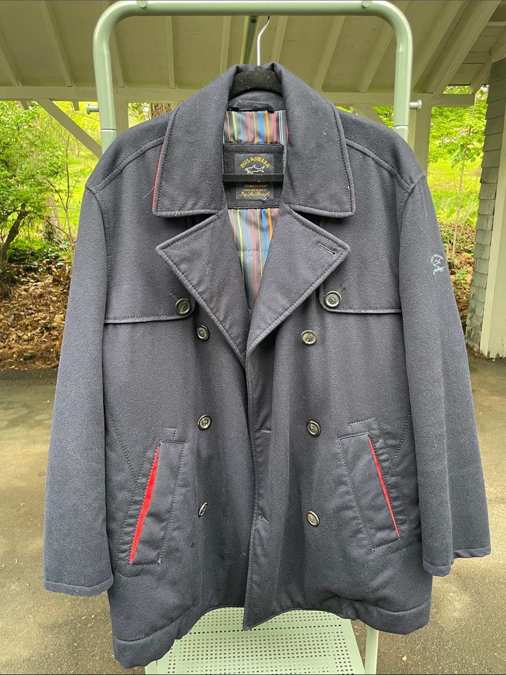 Paul & Shark x Loro Piana Wool Peacoat w/ colorful lining